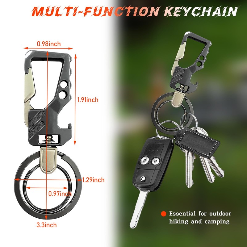 Augeny Metal Car Keychain, 360 Degree Rotatable Key Chain Clip
