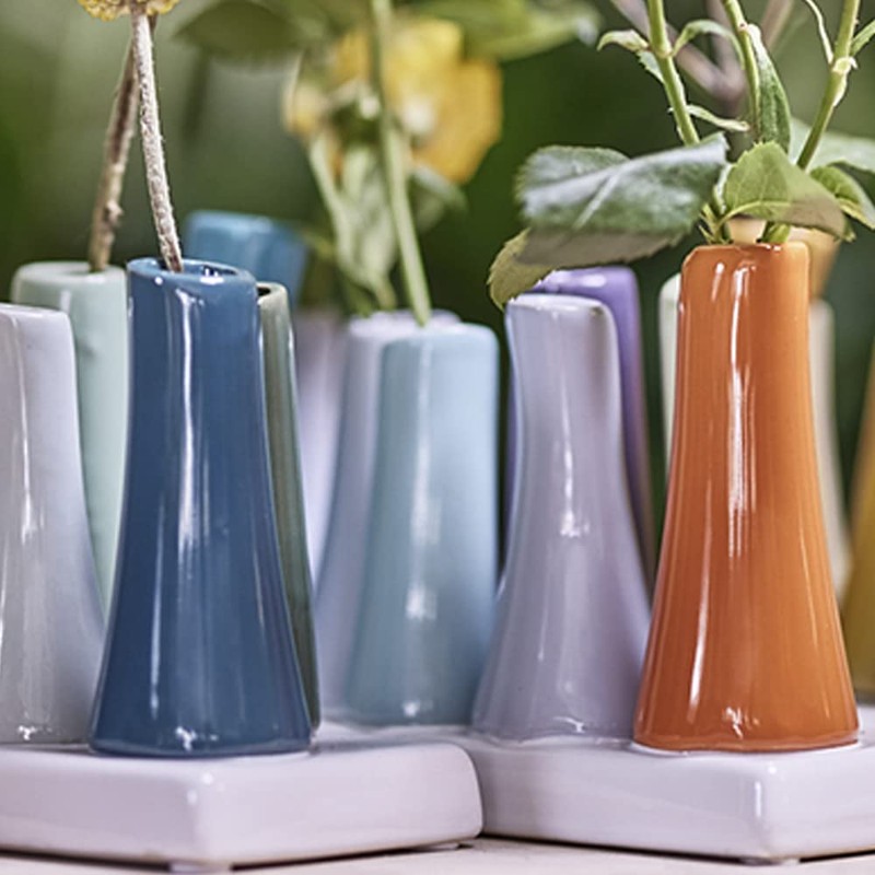 Chive - Pooley 2, Ceramic Flower Vase, 8-Tube Shape (White)