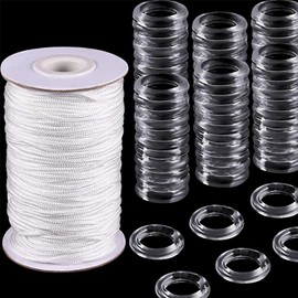 TopHomer 100 x Clear Roman Blind Rings & 50m x 1.8mm Blind Cord