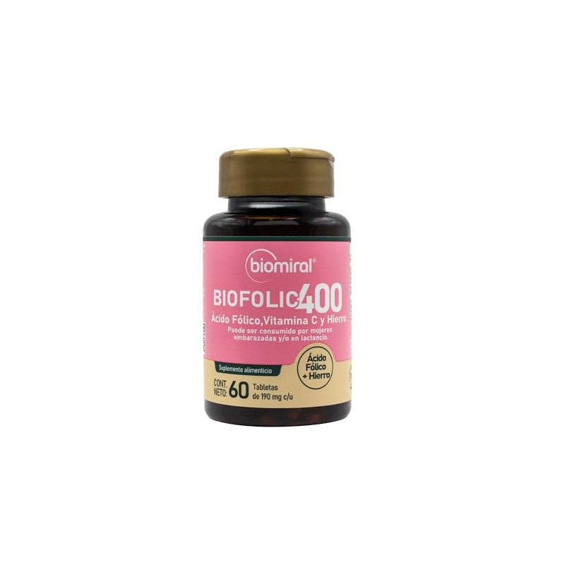 Biomiral Biofolic 400 Multivitamínico Mujer Ácido Fólico Vitamina Hierro Proteína