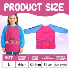 LKJAUOZ 1 Piece Painting Apron Children's Painting Coat Years Girls Boys Ink Coat Waterproof Painting Coat Craft Apron with Sleeves and Big Pockets for School Art Painting Cooking Painting Apron