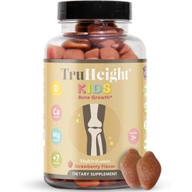 TruHeight Kids, Suplemento Dietético Multivitamínico, Sabor Fresa, 60 Gomitas, Crecimiento Óseo