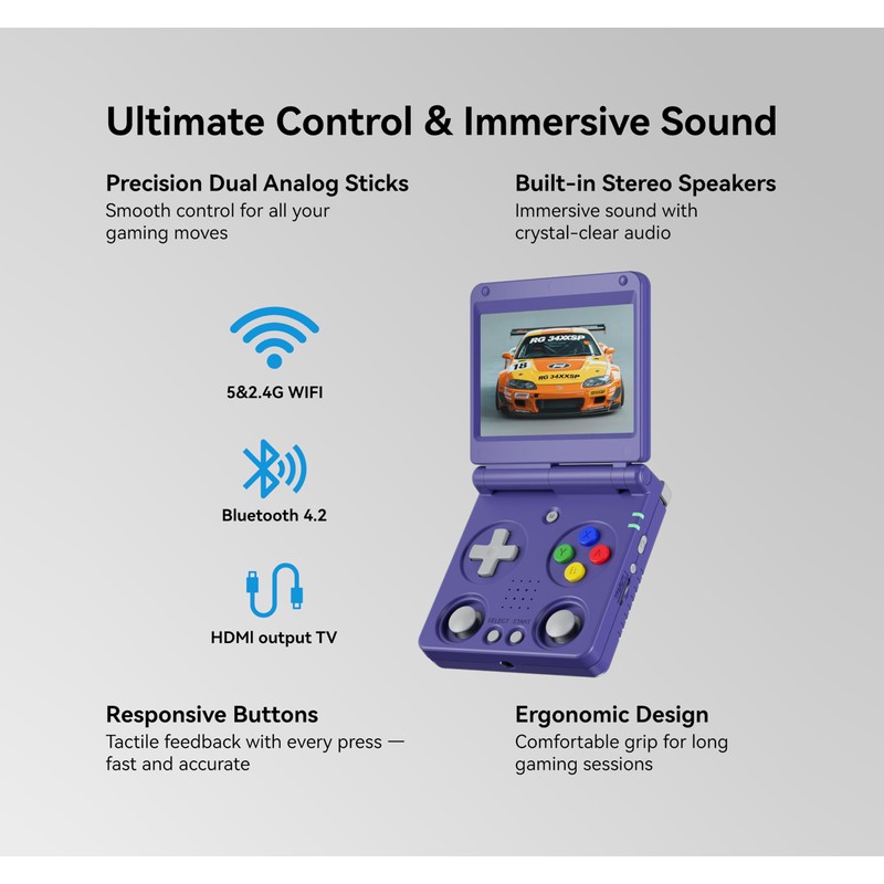 RG34XXSP, Retro Gaming Console – Flip Design, 3.4'' IPS Screen,