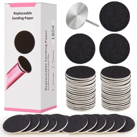 Difenni Sanding Paper Discs with Metal Nail Drill Bit Pedicure Sanding Disc 100pcs Sandpaper Discs 25mm Foot File Sandpaper Discs #180 Grits for Manicure Pedicure(Black)