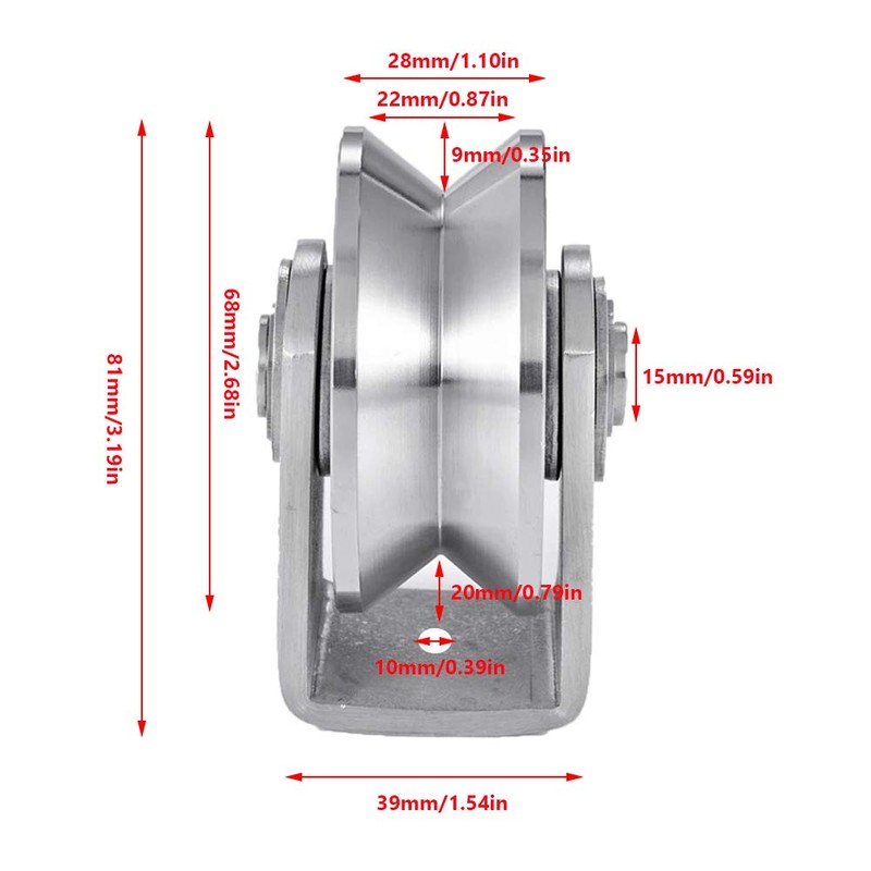 Stainless Steel 3in V Groove Heavy Duty Track Wheel Rigid