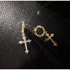 Silver Gold Cross Earrings for Women Men Dangle Gold Huggie