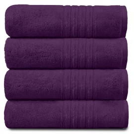 GC GAVENO CAVAILIA New Hampton Hand, Ultra Soft Extra Absorbent Pack of 4 Luxury Towel Set, 100% Ringspun Cotton, Egyptian, Purple, 50x80 Cm