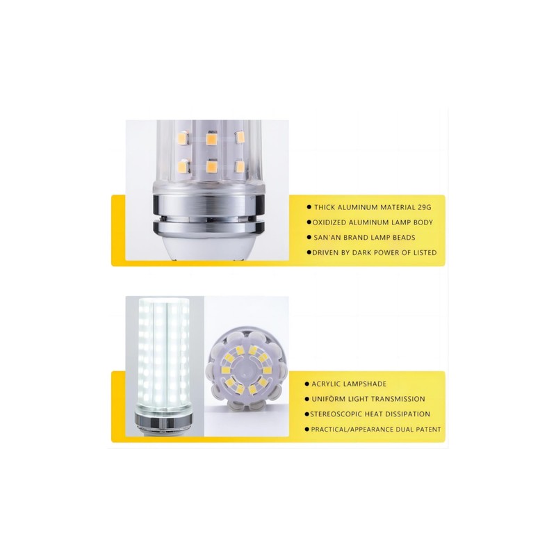 ANYPOWK 12W LED Corn Light Bulb - Equivalent 100W Incandescent,