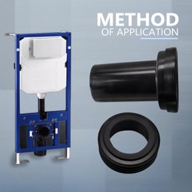 Wall Hung Toilet Connection Kit, Replacement for Geberit 152.426.46.1, WC Connector Set with Chrome Cover Caps for Duofix Frame, Black