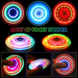Gigilli Fidget Spinners for Kids 2 Pack, Light up Sensory Fidget Toys Adults Kid 4-8-12, Glow in The Dark ADHD Autism Toys 5-7 Boys Girls, LED Classroom Prizes Party Favors Mini Fidgets for Toddler
