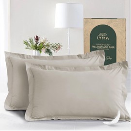 LYMA Bedding Pillow Cases 2 Pack, Ultra Soft Breathable Oxford Cover, OEKO-TEX Certified, Nanoplush Double Brushed Quick Dry Pillowcases, Envelope Closure Wrinkle Fade Resistant 50x75 CM, Beige