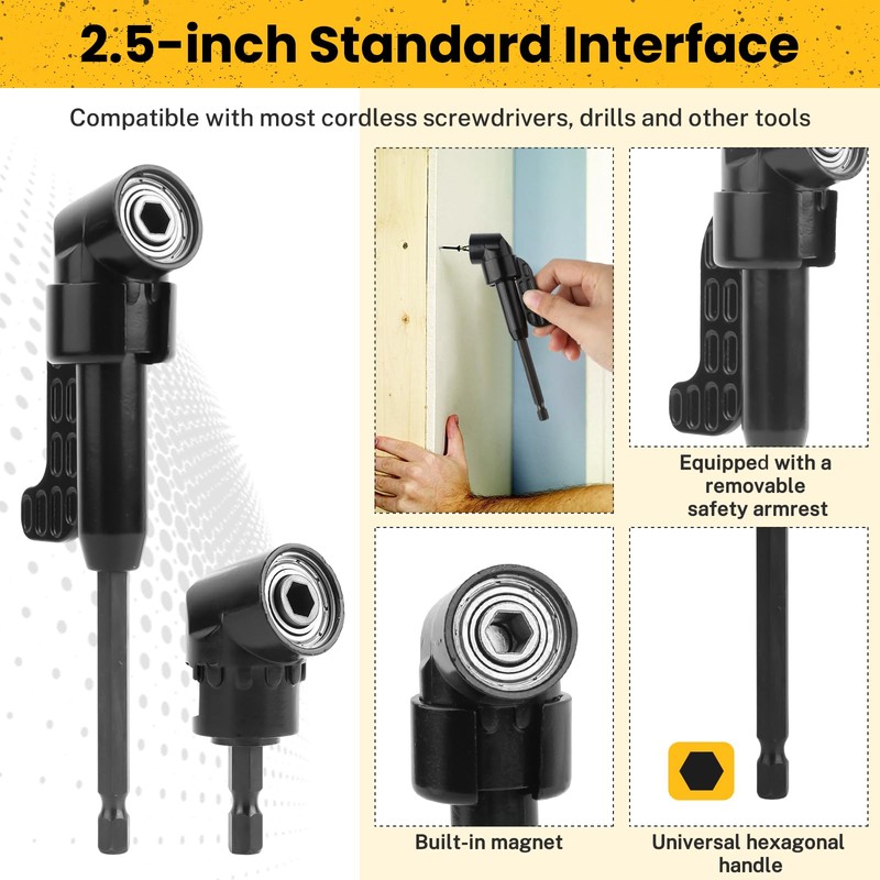 17-Piece Angle Screwdriver Attachment, 105° Angle Attachment for Cordless Screwdriver,