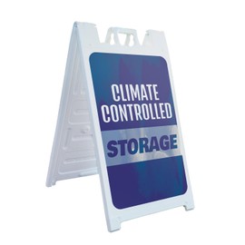 Climate Controlled Storage 24" x 36" Double Sided A-Frame Sidewalk Sign, Includes 2 Plastic Inserts | Foldable Portable White Signicade Sandwich Board Signs