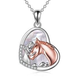 YFN Horse Pendant Necklace Jewelry 925 Sterling Silver Women Embrace Horse Gift for Women