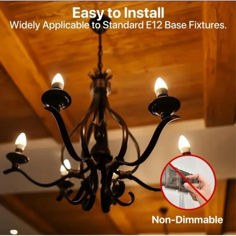 Trisonic 10pk LED Candelabra Bulb C37 Replacement 7W 60W E12
