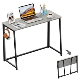 WOHOMO Folding Desk, Small Writing Desk 39.4", Space-Saving Foldable Laptop Table Writing Workstation for Home Office, Easy Assembly, Grey