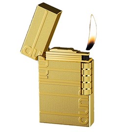 Soft Flame Lighter, Traditional Flame Cigar Lighter with Adjustable Flame Dial, Vertical Ignition Roller, Metal Drawing Lighter