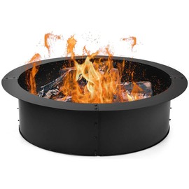 Happygrill Fire Pit Ring Outdoor Firepit Rim Liner 30-Inch Inside Thick Heavy Duty Solid Steel fire Pit Insert, DIY Campfire Ring Above or In-Ground for Outdoor, Patio, Party, Backyard, Black