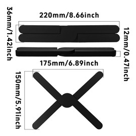 PDETVEO 3PCS Foldable Silicone Trivet Set, Expandable Hot Pads for Kitchen, Heat Resistant Pot Holders, Non-Slip Table Protector Mat for Hot Dishes, Pots(Black)