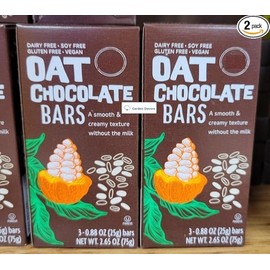 Trader Joe Oat Chocolate Bars, a smooth & creamy texture without the milk, 2.65oz 75g (Two Boxes)