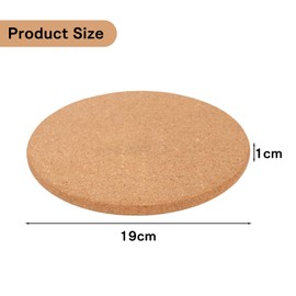 Zcbzbn 6 Cork Insulated Coasters, Cork Coasters, Round Cork Underseats, Cork Table Coasters, Heat Resistant, Cork Mats for Pans, Fondue Pots, Tea, Kettles and Potted Plants, 19 cm