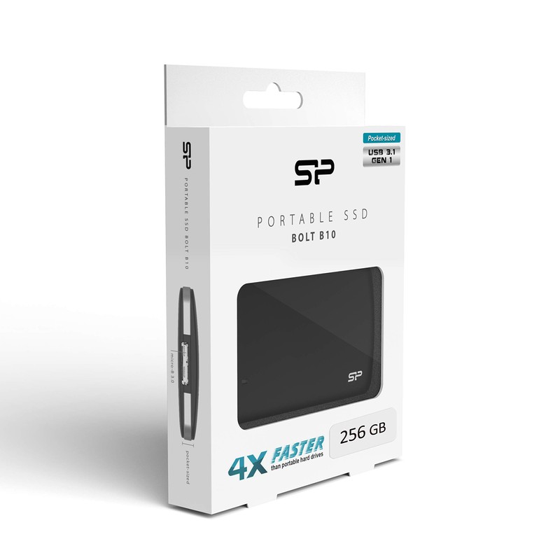 SSD256SP Silicon Power 256Gb Portable Ssd Bolt B10 Usb3.0 SP256GBPSDB10SBK