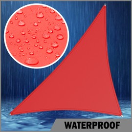 ShadeMart 10' x 17' x 19.7' Red Waterproof Shade Sail Sun Shade Sail Triangle Custom Size Water Resistant Canopy Awning Shelter, 95% UV Blockage for Outdoor Patio Carport