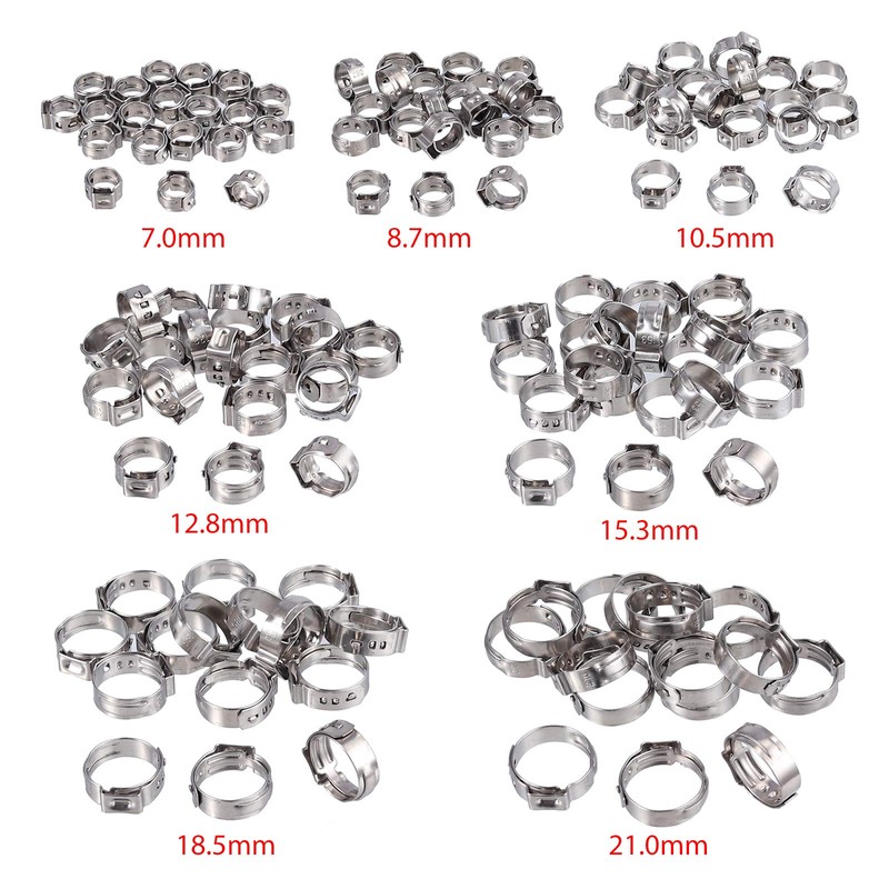 Single Ear Hose Clamp Crimper Hose Clamps 130 Pieces 6-21