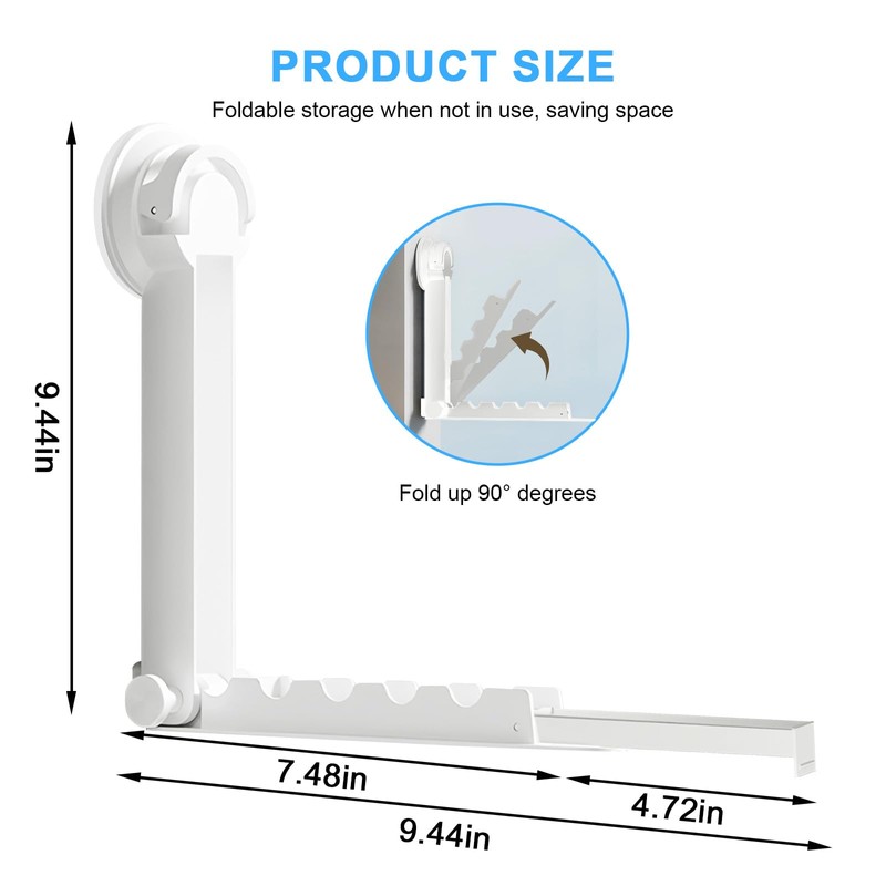 Obsoorth Foldable Clothes Drying Rack with Suction Cup, Wall-Mounted Clothes
