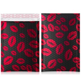 25PCS #3 9x12 inch TONESPAC Poly Bubble Mailers for Valentines Present Birthday Gift Cosmetics Jewelry Packing Padded Envelopes Shipping Bags with Waterproof Self Seal Strip (Black Lips, 3 9x12 inch)