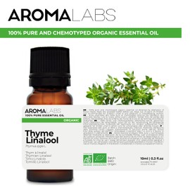 Bio - Thyme Linalool Essential Oil - 10mL - 100% Pure, Natural, Chemotyped and AB Certified - AROMA LABS (French Brand)