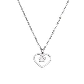 LuckyLy Collar Corazón Mujer con Dije de Huella de Perro, Cadena de Acero Inoxidable Color Plata – Regalos para Amantes de Perros, Regalos para Mujer y Amigas Originales, Modelo Paw