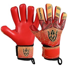 Keeperking Unisex Goalkeeper Football Gloves for Adults, Children, Teenagers with and without Finger Protection, Removable Fingersave, 4 mm (9, Red)