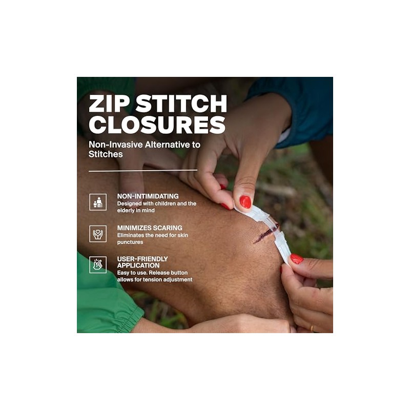 SurviveX Zip Stitch Wound Closure Strips - Repair Wounds Without