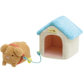 San-X Sumikko Gurashi MF43101 "Koinu and Nu Pretend" Tenori Plush Set, Tonkatsu (Inu), Dog House