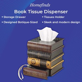 Book Tissue Dispenser | Facial Tissues Holder | Office, Living Room, Bedroom, Bathroom