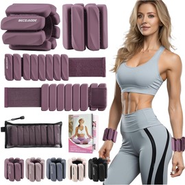 BECOJADDE Ankle Weights for Women Men Adjustable 2LB Wrist Weights Bracelet Set of 2 for Home Gym Weighted Bangles Wristbands Leg Arm Weights for Walking Swimming Running Pilates Yoga Gym, Deep Plum