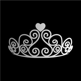 Princess Tiara [Pick Color] Vinyl Transfer Sticker Decal for Laptop/Car/Truck/Window/Bumper (4" x 2.2", Silver)