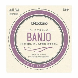 D'Addario EJ60+ 5-String Banjo Strings, Nickel, Light Plus, 9.5-20