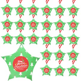 Needzo Green Christmas Gift Boxes, Decorative Ornament Shaped Box for Presents, Build it Yourself Container, 7 Inches (Pack of 25)