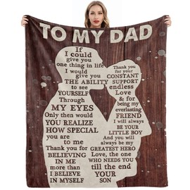 lpmisake Gifts for Dad from Son to My Dad Blanket Best Gift for Fathers Day Birthday Christmas Valentines Day Bday Present Idea for Father Husband Men Him Healing Thoughts Throw Blanket 60''x50''