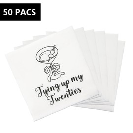 30th Birthday Napkins for Ladies Women, Tying up My Twenties Napkins for Bow Martini 30th Birthday Decorations, Tying up My Twenties Party Decorations, Dirty Thirties Decor (5 x 5 In, 50-Pack)
