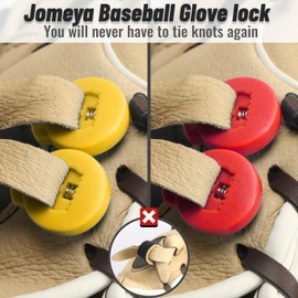 Jomeya Glove Locks, Lace Locks for Baseball Glove 8 Pack, No More Knots Required, Universal Fit for Baseball and Softball Gloves (Red-Yellow)