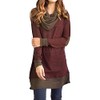 Famulily Women's Cowl Neck Tops Two Tone Color Block Pullovers