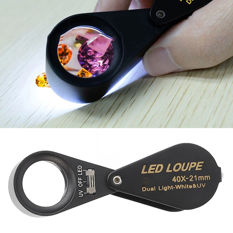 Jewelry Magnifier 40X 21mm Lens Foldable Magnifying Eye Loupe with