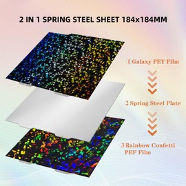 Ideaformer Smooth PEF PEY Build Plate for Bambu Lab A1 Mini，Galaxy PEY+Rainbow Confetti PEF Spring Steel Plate Double Sided Flexible Sheet for Bambu 3D Printer Print Bed（No Magnetic Surface Plate）