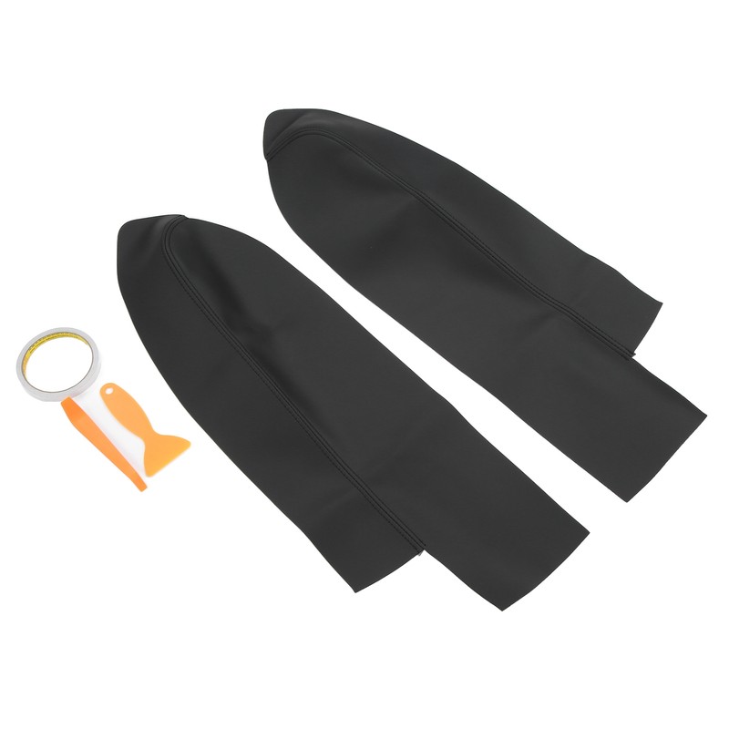 1 Pair Front Door Panel Armrest Cover Microfiber Leather Car