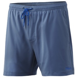 HUK Volley 5.5" Short | Elastic Waist Quick-Dry Swim Shorts Silver Blue
