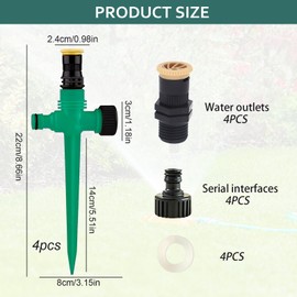 ISparbox 4 Paar Rasensprenger, Wassersprenger Einstellbar Automatische Bewässerungssystem, automatischer Garten-Wassersprinkler auf Stachelsockel, 360 Grad Große Flächenabdeckung für Rasen (Grün)