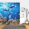 Simpomsy Dolphin Bathroom Curtains, Underwater Shower Curtain 180x180cm - Blue